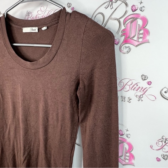 Wilfred free long sleeve top swoop neck round stretch Chocolate Long Sleeve Tee - Picture 4 of 13
